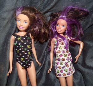 lot of 2 Skipper Babysitter Inc dolls purple hair streaks